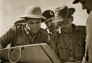 The American Wendell Willkie, Who Stood as the Republican Candidate Against Franklin D. Roosevelt in the 1940 Presidential Elections, is Explained the Defences at El Alamein by General Montgomery, 1942